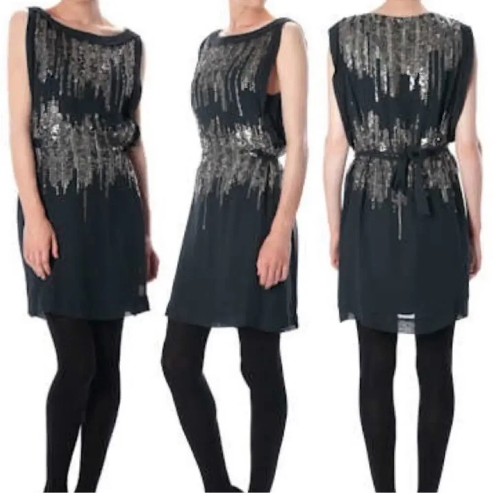 French Connection Emerald & Silver Simmons Sequin Dress Green Size 0 Cocktail